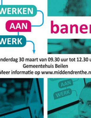 Foto van de poster met informatie over de banenmarkt